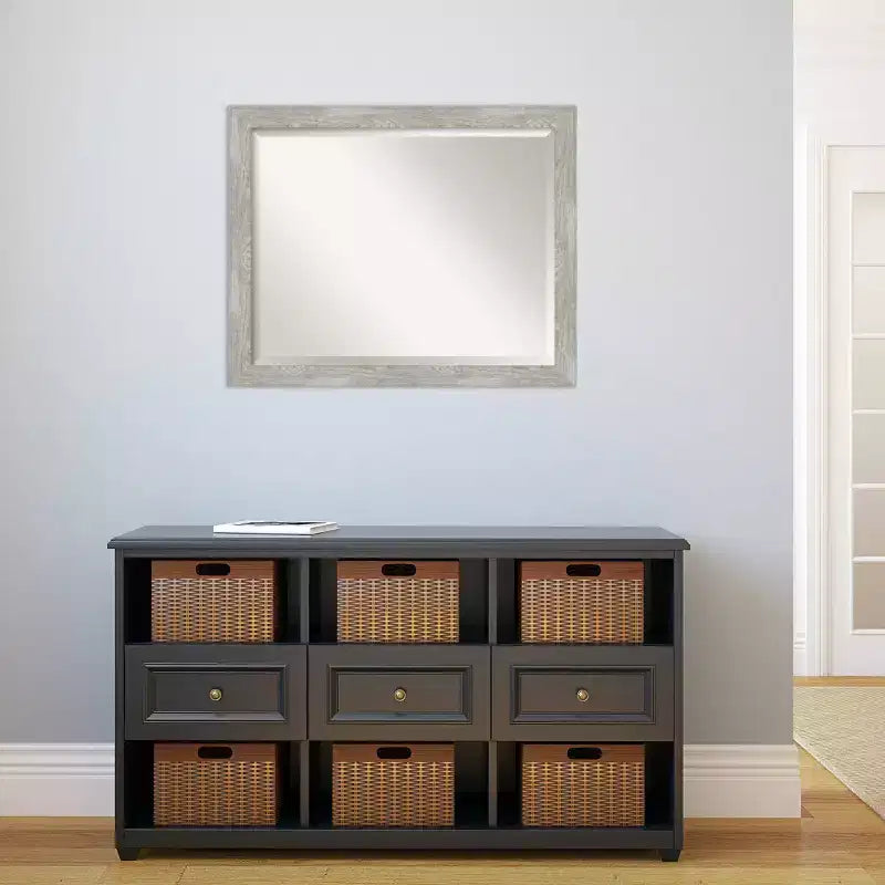 Specchio da parete stretto con cornice, 81 x 66 cm, finitura Dove Graywash