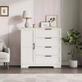 Acekool Wood Armoire Wardrobe Closet, 43.3 H Bedroom Cabinet with 4 Drawers, Door, Hanging Rod, Storage Organizer