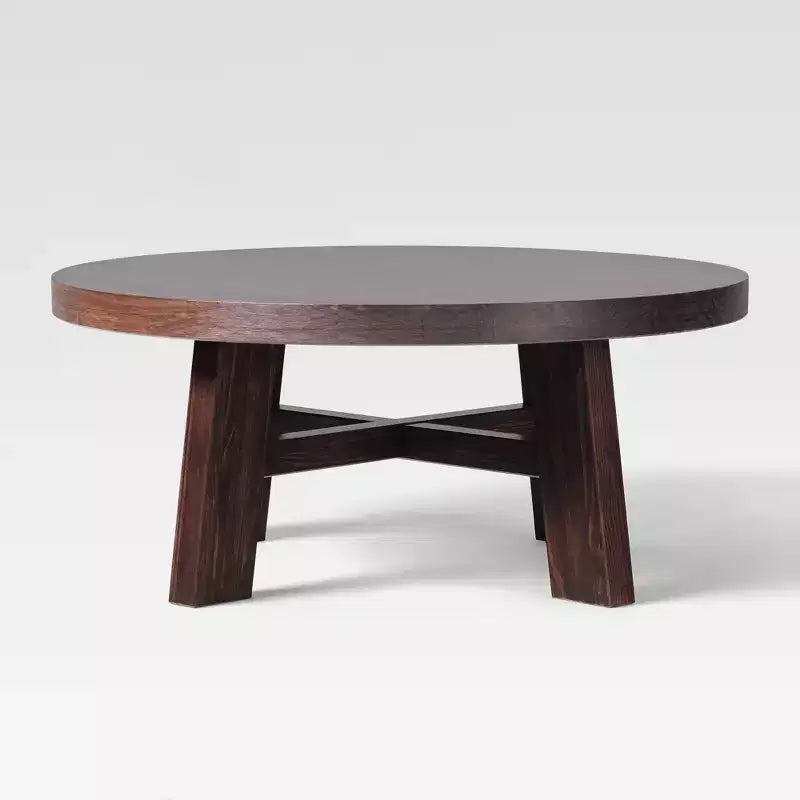 Tavolino da caffè rotondo 36 in legno massello stile rustico moderno