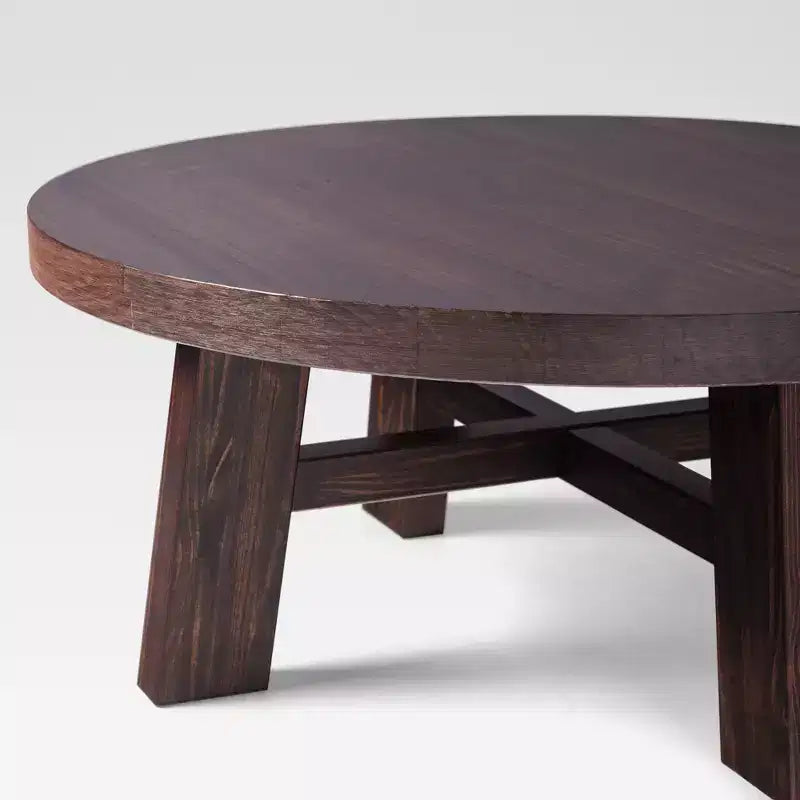 Tavolino da caffè rotondo 36 in legno massello stile rustico moderno