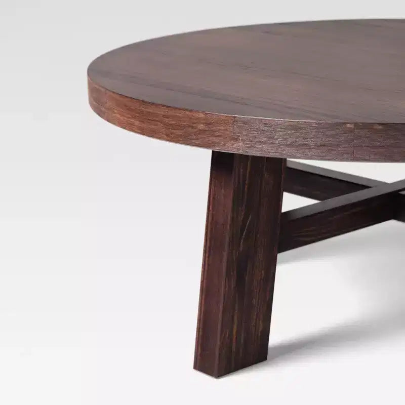 Tavolino da caffè rotondo 36 in legno massello stile rustico moderno