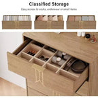 Comò in Legno Alto a 5 Cassetti con Design a Fantasia Vintage, Comò Moderno con Cassetti Profondi per Camera da Letto, Soggiorno, Ingresso