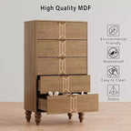 Comò in Legno Alto a 5 Cassetti con Design a Fantasia Vintage, Comò Moderno con Cassetti Profondi per Camera da Letto, Soggiorno, Ingresso