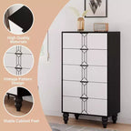 Comò in Legno Alto a 5 Cassetti con Design a Fantasia Vintage, Comò Moderno con Cassetti Profondi per Camera da Letto, Soggiorno, Ingresso