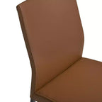 Sedia da pranzo imbottita in similpelle marrone con gambe in metallo nero, confezione da 2