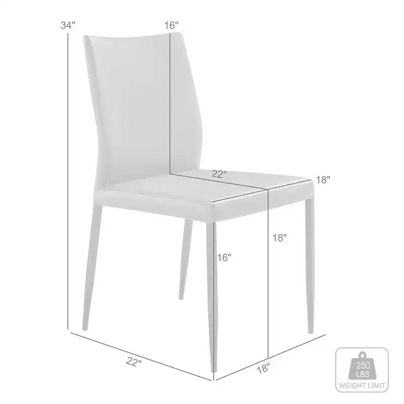 Sedia da pranzo imbottita in similpelle marrone con gambe in metallo nero, confezione da 2