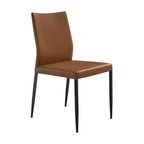 Sedia da pranzo imbottita in similpelle marrone con gambe in metallo nero, confezione da 2