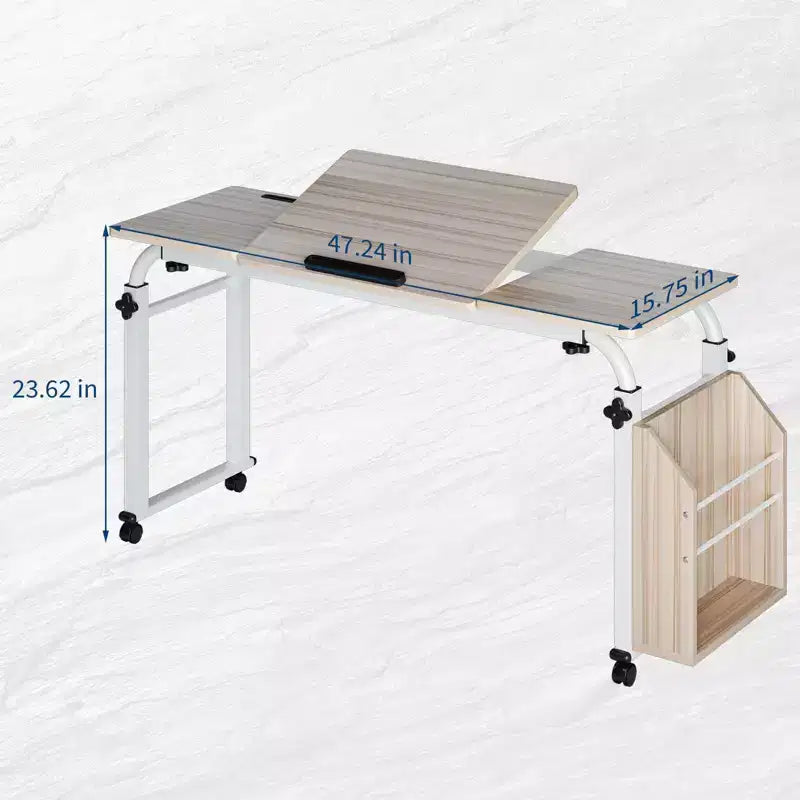 Tavolo regolabile da letto con ruote - Scrivania inclinabile per laptop per casa/ospedale/ufficio (altezza 61-89 cm, capacità 159 kg, 1 pezzo)