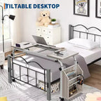 Tavolo regolabile da letto con ruote - Scrivania inclinabile per laptop per casa/ospedale/ufficio (altezza 61-89 cm, capacità 159 kg, 1 pezzo)