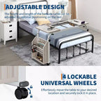 Tavolo regolabile da letto con ruote - Scrivania inclinabile per laptop per casa/ospedale/ufficio (altezza 61-89 cm, capacità 159 kg, 1 pezzo)