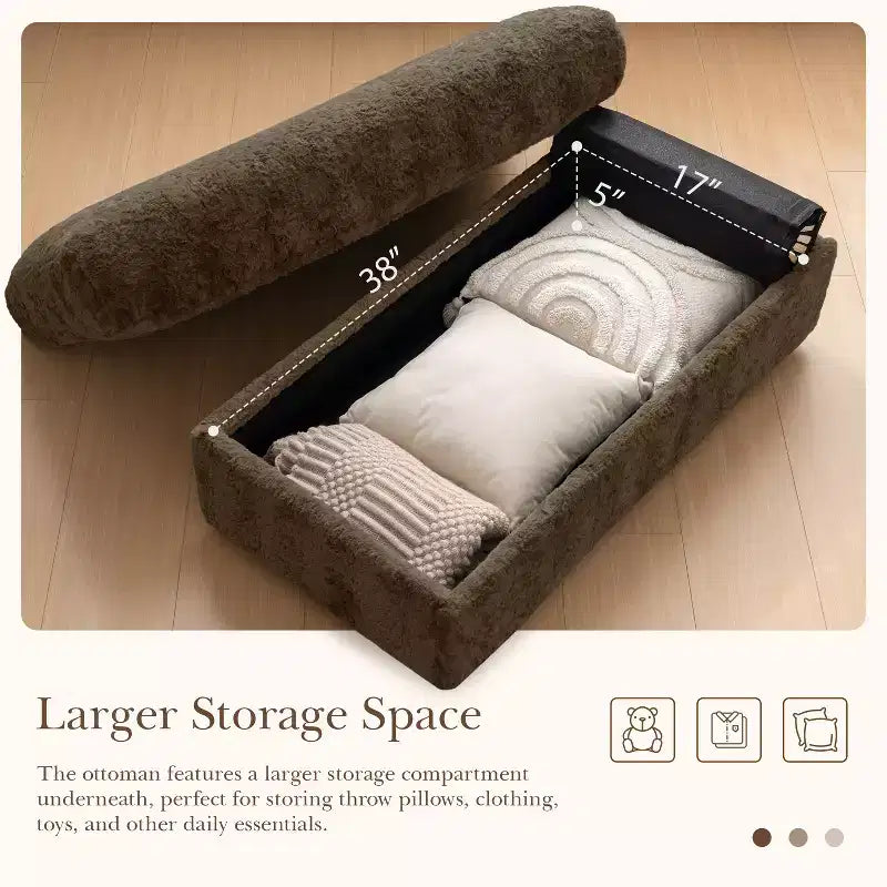 David Chaise Lounge Reclinabile con Ottomana Contenitore da Interno 42