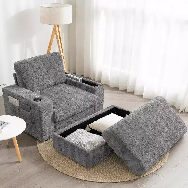 David Chaise Lounge Reclinabile con Ottomana Contenitore da Interno 42