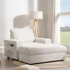 GDFStudio David 42 Indoor Reclining Sleeper Chaise Lounge with Storage Ottoman