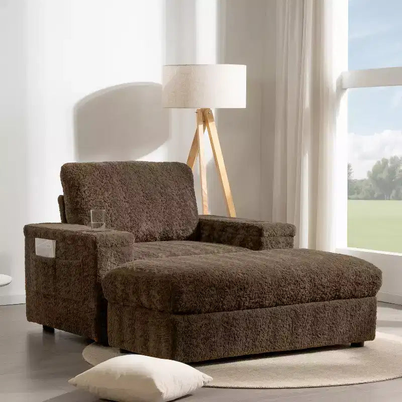 David Chaise Lounge Reclinabile con Ottomana Contenitore da Interno 42