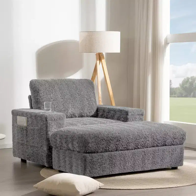 David Chaise Lounge Reclinabile con Ottomana Contenitore da Interno 42