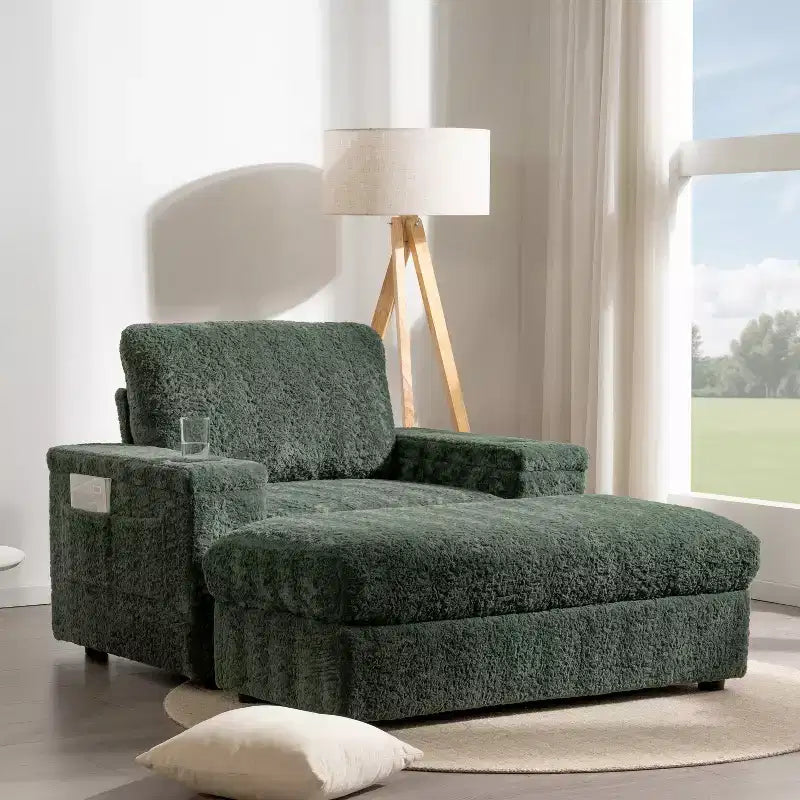 David Chaise Lounge Reclinabile con Ottomana Contenitore da Interno 42