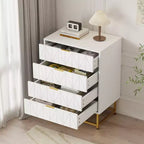 Comò a 4 cassetti, Cassettiere moderne e Comò per camera da letto, Comò in legno con gambe in metallo,