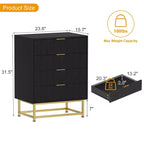 Comò a 4 cassetti, Cassettiere moderne e Comò per camera da letto, Comò in legno con gambe in metallo,