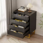 Comò a 4 cassetti, Cassettiere moderne e Comò per camera da letto, Comò in legno con gambe in metallo,