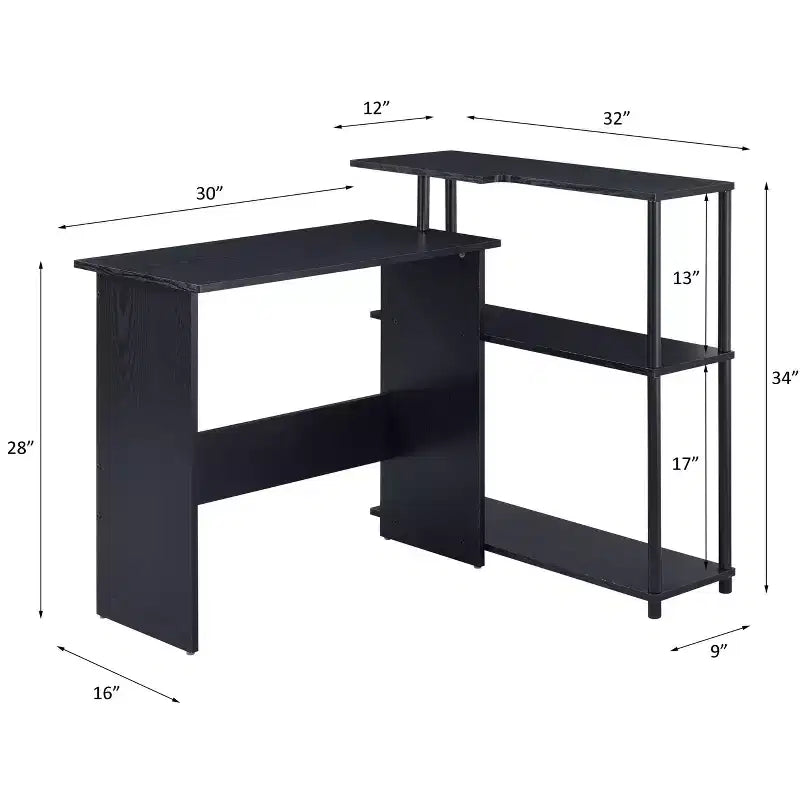 Scrivania moderna con ripiani a 3 livelli, scrivania da ufficio con ampio piano di lavoro, scrivania in piedi per ufficio, sala lettura, camera da letto