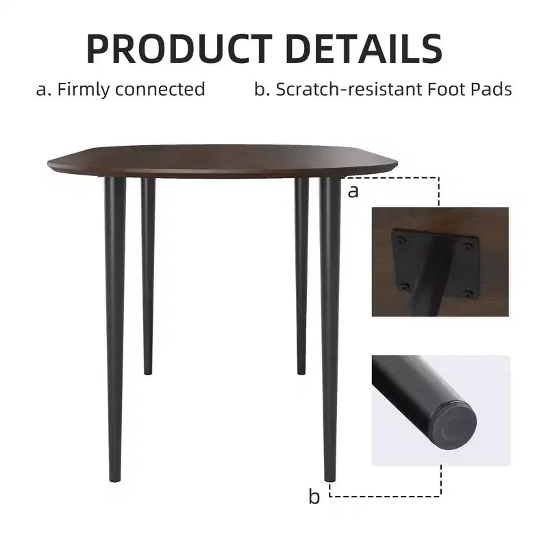 Tavolo da pranzo ovale in legno da 67" per 4-6 persone, con piano ispessito e gambe in metallo nero, tavolo da cucina moderno per sala da pranzo/soggiorno in noce