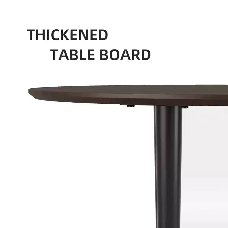 Tavolo da pranzo ovale in legno da 67" per 4-6 persone, con piano ispessito e gambe in metallo nero, tavolo da cucina moderno per sala da pranzo/soggiorno in noce