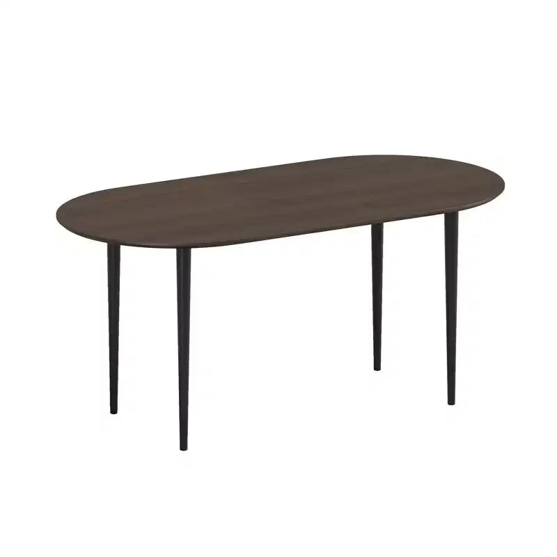 Tavolo da pranzo ovale in legno da 67" per 4-6 persone, con piano ispessito e gambe in metallo nero, tavolo da cucina moderno per sala da pranzo/soggiorno in noce