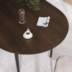 Tavolo da pranzo ovale in legno da 67" per 4-6 persone, con piano ispessito e gambe in metallo nero, tavolo da cucina moderno per sala da pranzo/soggiorno in noce