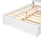 Struttura Letto Matrimoniale con Cassetto Estraibile e Testiera Contenitore, Letto Estraibile Matrimoniale con Libreria per Bambini, Letto con Libreria per Ragazzi, Adulti