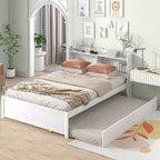 Struttura Letto Matrimoniale con Cassetto Estraibile e Testiera Contenitore, Letto Estraibile Matrimoniale con Libreria per Bambini, Letto con Libreria per Ragazzi, Adulti