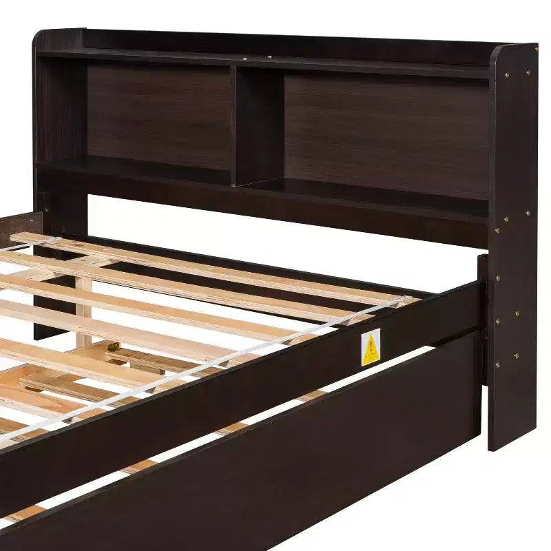 Struttura Letto Matrimoniale con Cassetto Estraibile e Testiera Contenitore, Letto Estraibile Matrimoniale con Libreria per Bambini, Letto con Libreria per Ragazzi, Adulti