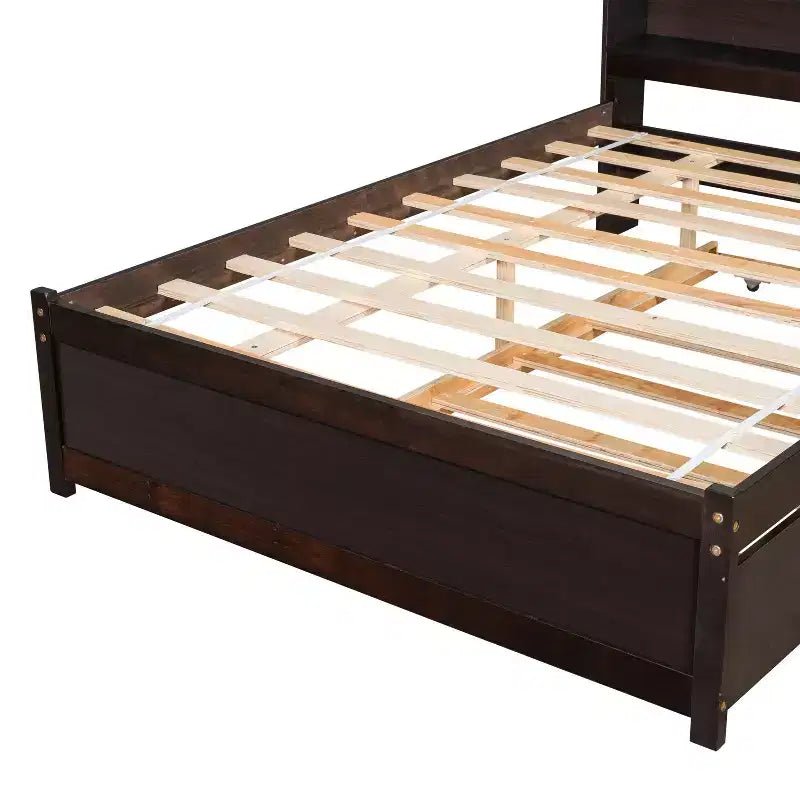 Struttura Letto Matrimoniale con Cassetto Estraibile e Testiera Contenitore, Letto Estraibile Matrimoniale con Libreria per Bambini, Letto con Libreria per Ragazzi, Adulti