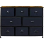 Cassettiera ampia a 8 cassetti - Unità organizer con struttura in acciaio, piano in legno e maniglia, cassetti in tessuto