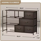 Cassettiera ampia a 8 cassetti - Unità organizer con struttura in acciaio, piano in legno e maniglia, cassetti in tessuto