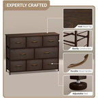 Cassettiera ampia a 8 cassetti - Unità organizer con struttura in acciaio, piano in legno e maniglia, cassetti in tessuto