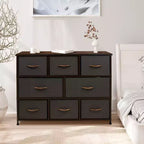 Cassettiera ampia a 8 cassetti - Unità organizer con struttura in acciaio, piano in legno e maniglia, cassetti in tessuto