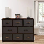 Cassettiera ampia a 8 cassetti - Unità organizer con struttura in acciaio, piano in legno e maniglia, cassetti in tessuto