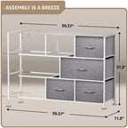 Cassettiera ampia a 8 cassetti - Unità organizer con struttura in acciaio, piano in legno e maniglia, cassetti in tessuto