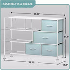 Cassettiera ampia a 8 cassetti - Unità organizer con struttura in acciaio, piano in legno e maniglia, cassetti in tessuto