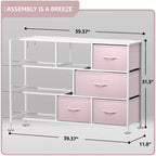 Cassettiera ampia a 8 cassetti - Unità organizer con struttura in acciaio, piano in legno e maniglia, cassetti in tessuto