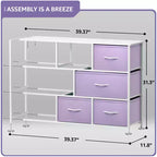 Cassettiera ampia a 8 cassetti - Unità organizer con struttura in acciaio, piano in legno e maniglia, cassetti in tessuto