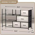 Cassettiera ampia a 8 cassetti - Unità organizer con struttura in acciaio, piano in legno e maniglia, cassetti in tessuto