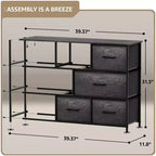 Cassettiera ampia a 8 cassetti - Unità organizer con struttura in acciaio, piano in legno e maniglia, cassetti in tessuto