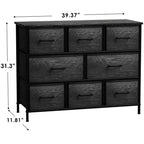 Cassettiera ampia a 8 cassetti - Unità organizer con struttura in acciaio, piano in legno e maniglia, cassetti in tessuto