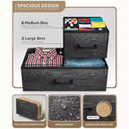 Cassettiera ampia a 8 cassetti - Unità organizer con struttura in acciaio, piano in legno e maniglia, cassetti in tessuto
