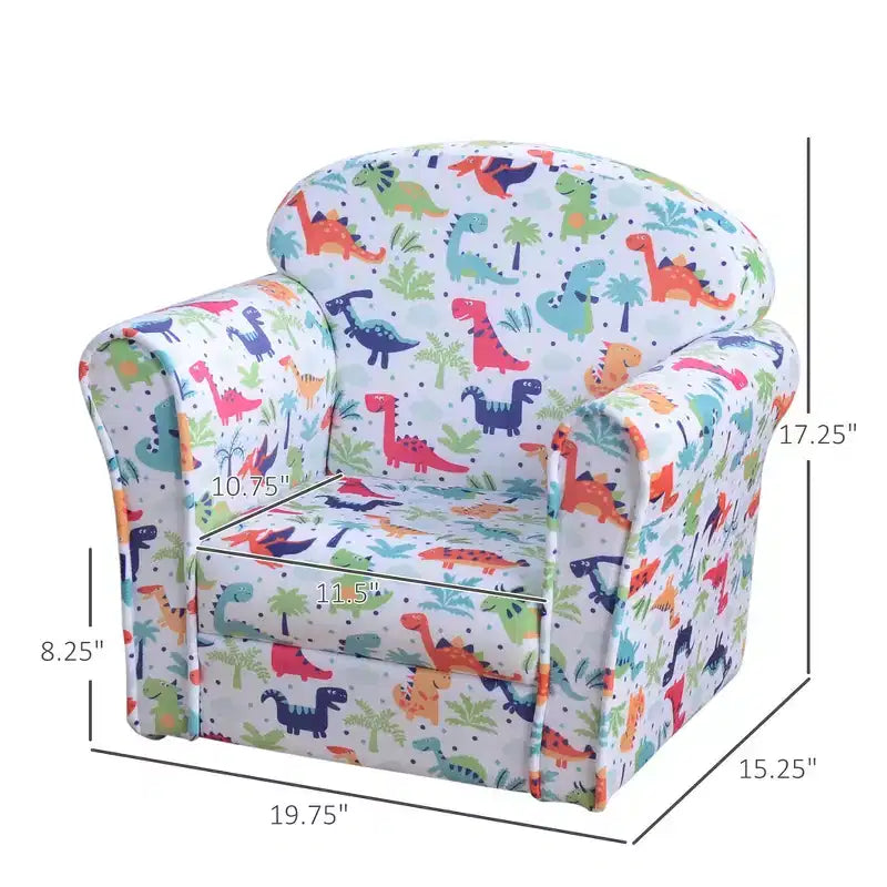 Divano per bambini e neonati, divano per bambini, poltrona per bambini rivestita in flanella con motivo a dinosauro - Multicolore