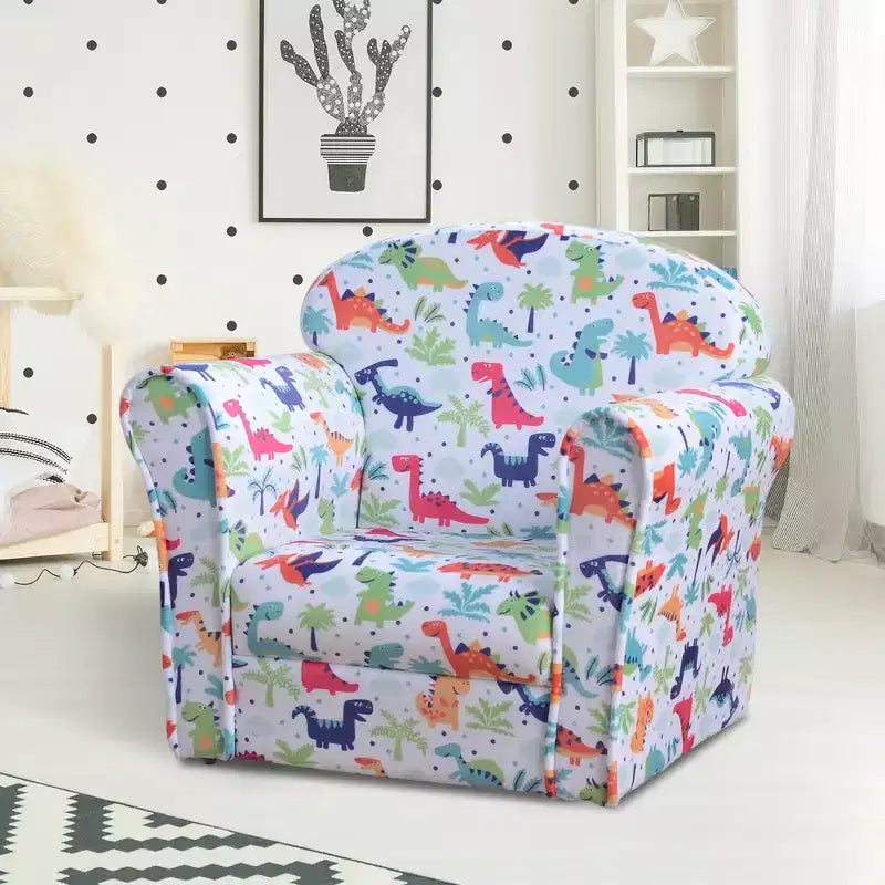 Divano per bambini e neonati, divano per bambini, poltrona per bambini rivestita in flanella con motivo a dinosauro - Multicolore