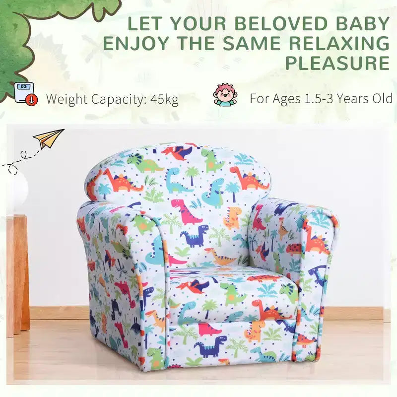 Divano per bambini e neonati, divano per bambini, poltrona per bambini rivestita in flanella con motivo a dinosauro - Multicolore