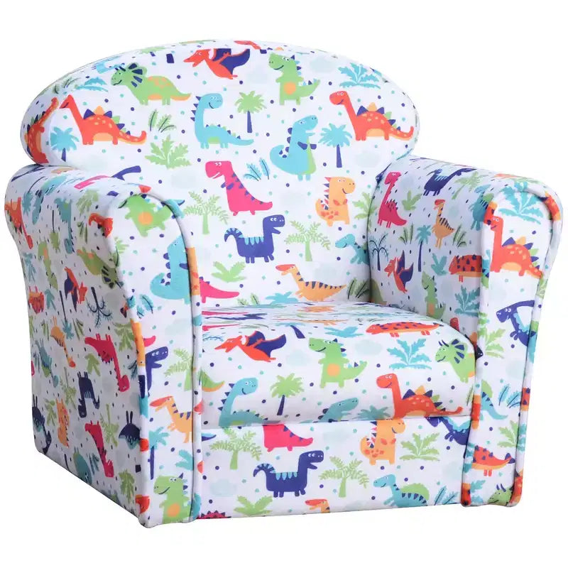 Divano per bambini e neonati, divano per bambini, poltrona per bambini rivestita in flanella con motivo a dinosauro - Multicolore