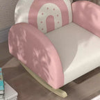 Sedia a dondolo per bambini in velluto, poltrona a dondolo per bambini con decorazione a corona, seggiolino a dondolo delicato per bambini - Rosa